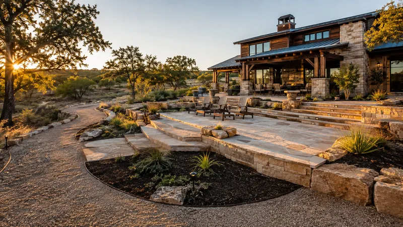 Limestone patio and hardscaping in Spring Branch, TX by CJK Landscaping – project photo 8
