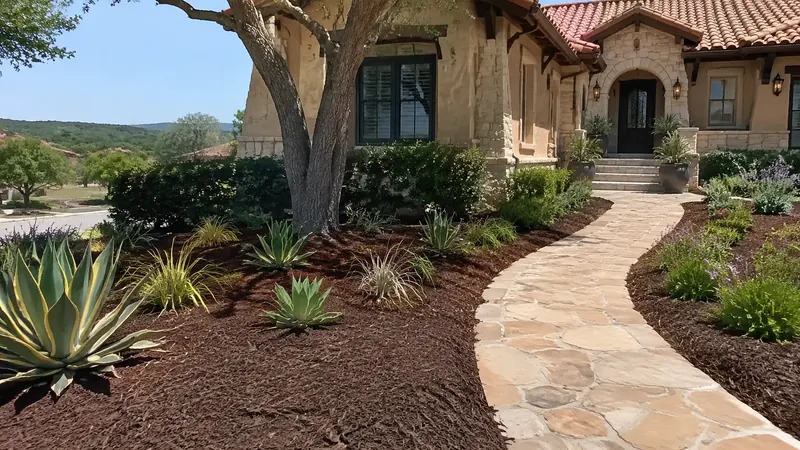 Fresh mulch installation in Spring Branch, TX by CJK Landscaping