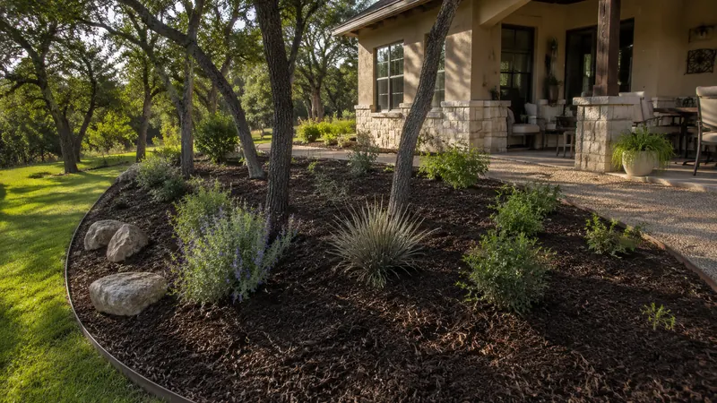Fresh mulch installation in Spring Branch, TX by CJK Landscaping – project photo 7