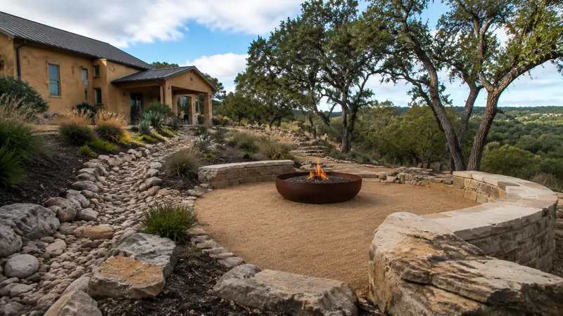 Custom stone fire pit in Spring Branch, TX by CJK Landscaping – project photo 5