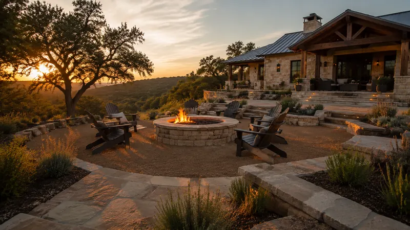 Custom stone fire pit in Spring Branch, TX by CJK Landscaping – project photo 8