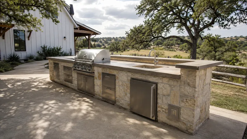 Outdoor kitchen and grill island in Spring Branch, TX by CJK Landscaping – project photo 5