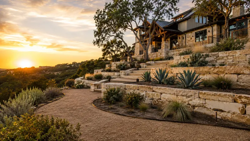 Limestone retaining wall in Spring Branch, TX by CJK Landscaping – project photo 8